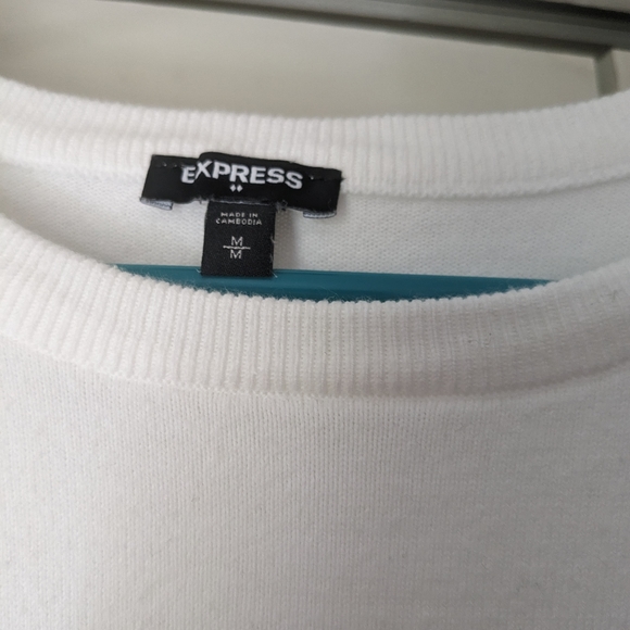 Express White Ruffle Hem Sweater - Size Medium - Picture 2 of 3